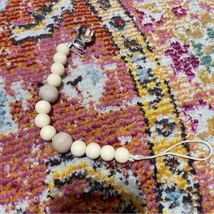 Boho Cream Beaded Pacifier Clip